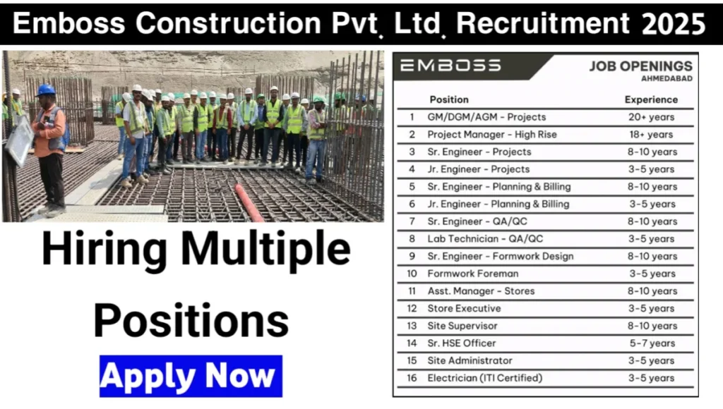 Emboss Construction Pvt Ltd Job Opening
